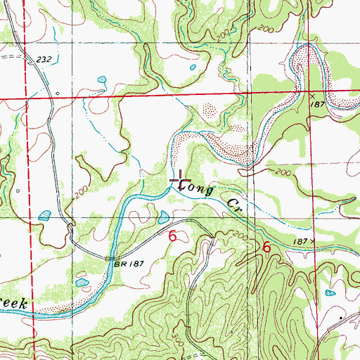 Topographic Map of Long Creek, MS