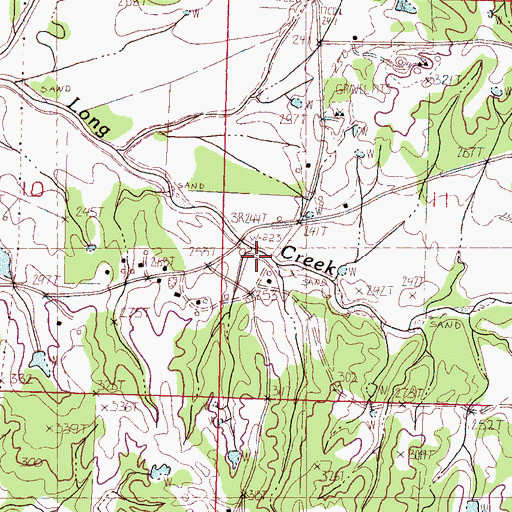 Topographic Map of Long Creek, MS