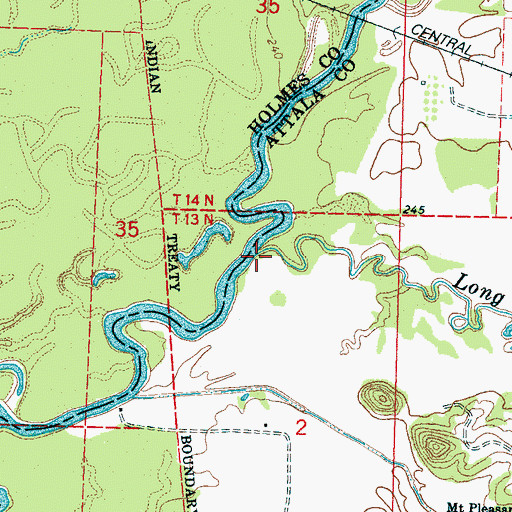 Topographic Map of Long Creek, MS
