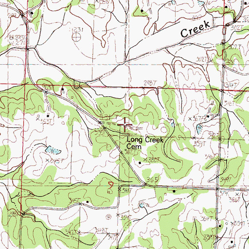 Topographic Map of Long Creek Cemetery, MS