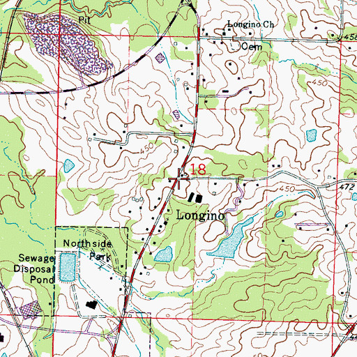 Topographic Map of Longino, MS