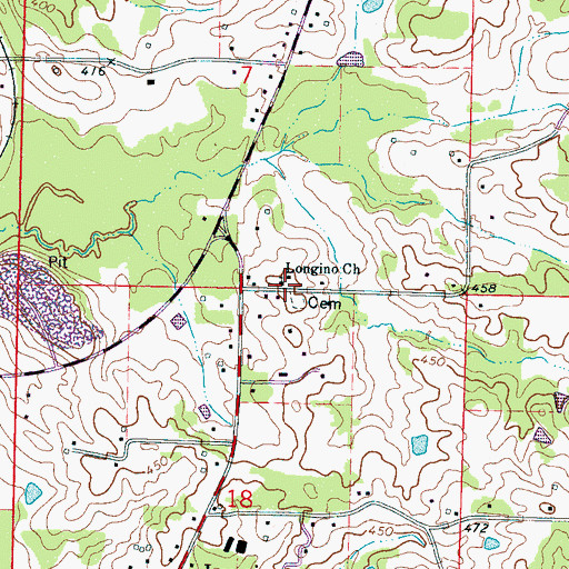 Topographic Map of Longino Church, MS