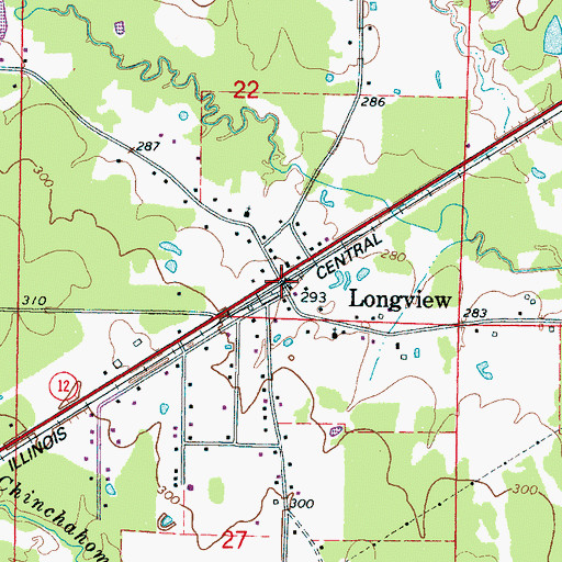 Topographic Map of Longview, MS