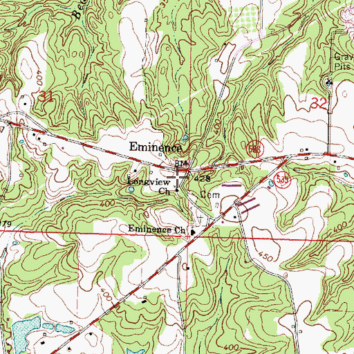 Topographic Map of Longview Church, MS