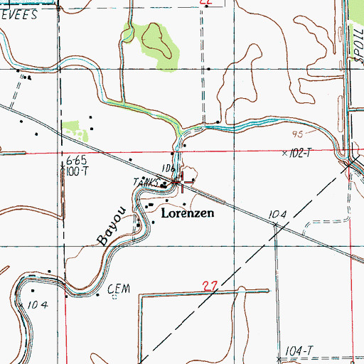 Topographic Map of Lorenzen, MS