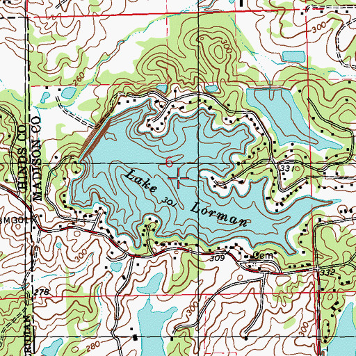 Topographic Map of Lake Lorman, MS