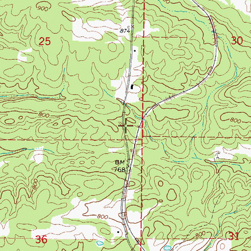 Topographic Map of Ozark School (historical), AR