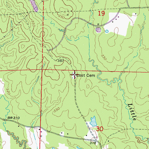 Topographic Map of Lost Cemetery, MS