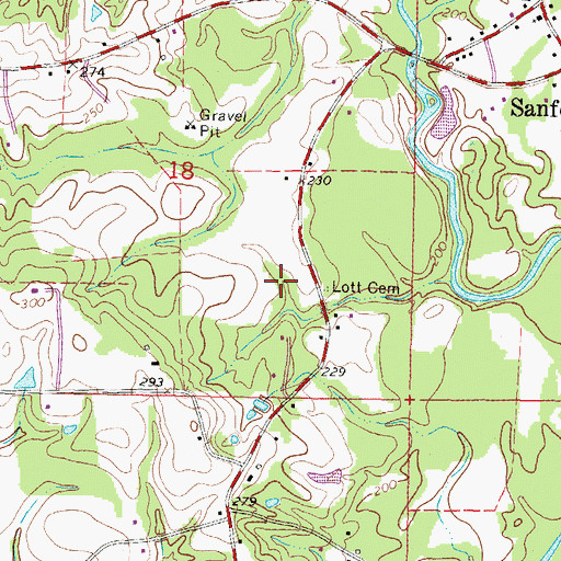 Topographic Map of Lott Cemetery, MS