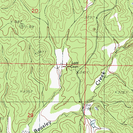 Topographic Map of Lott Cemetery, MS