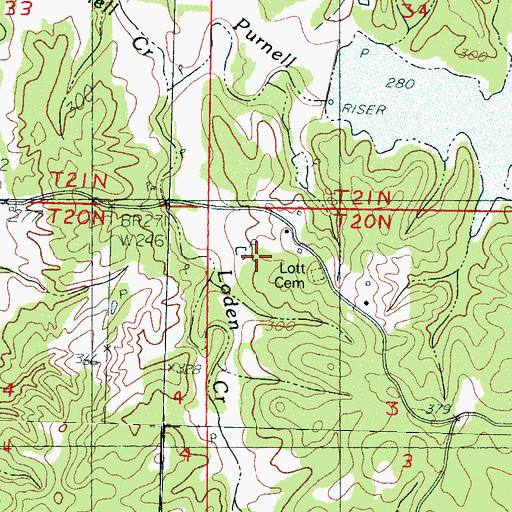 Topographic Map of Lott Cemetery, MS