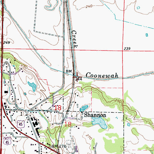 Topographic Map of Louisa Creek, MS