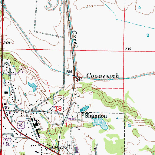 Topographic Map of Louisa Creek, MS