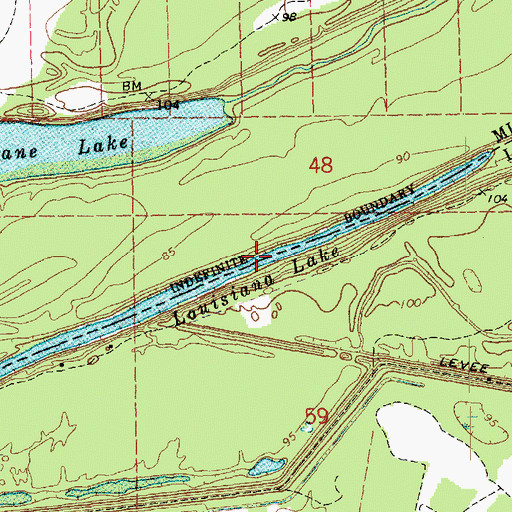 Topographic Map of Louisiana Lake, MS