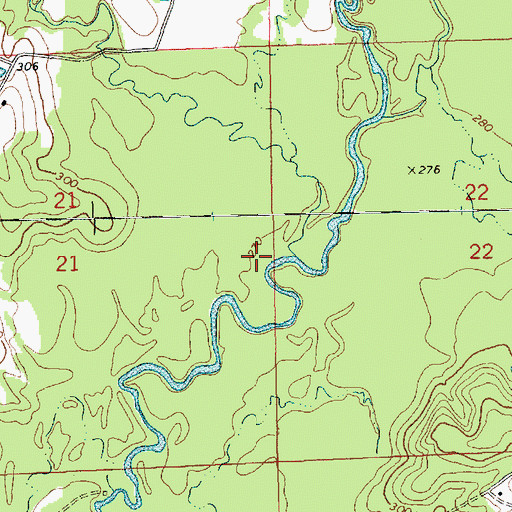 Topographic Map of Love Creek, MS