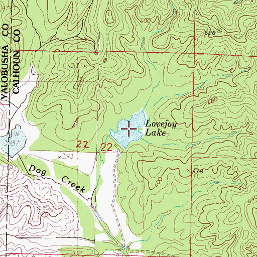 Topographic Map of Lovejoy Lake, MS