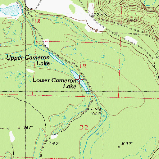 Topographic Map of Lower Cameron Lake, MS