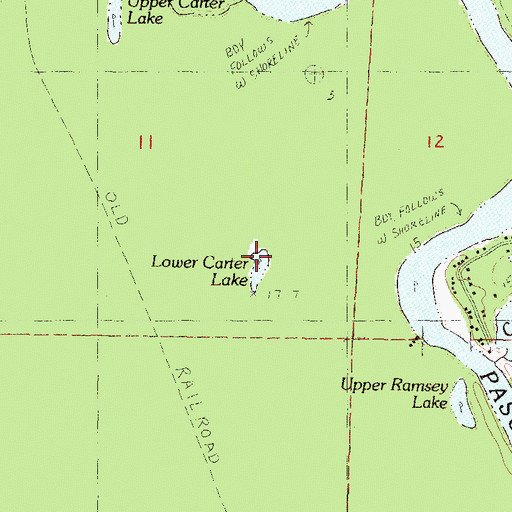 Topographic Map of Lower Carter Lake, MS