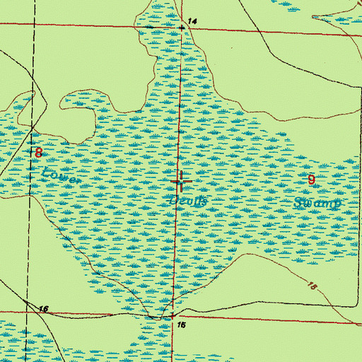 Topographic Map of Lower Devils Swamp, MS