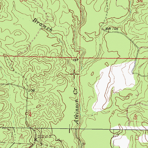 Topographic Map of Lower Flat Branch, MS