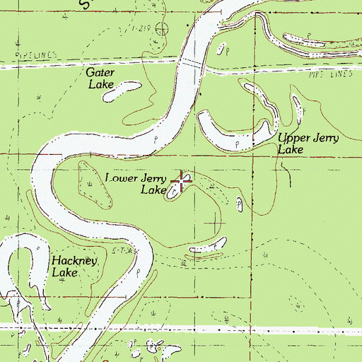 Topographic Map of Lower Jerry Lake, MS