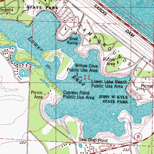 Topographic Map of Lower Lake, MS