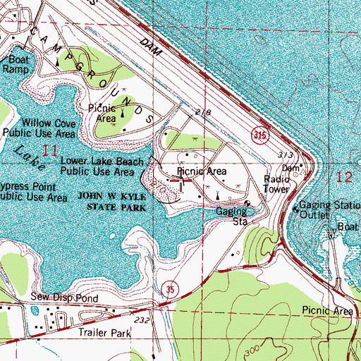 Topographic Map of Lower Lake Beach, MS