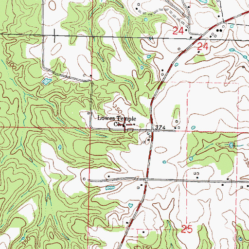 Topographic Map of Lowes Temple Church, MS