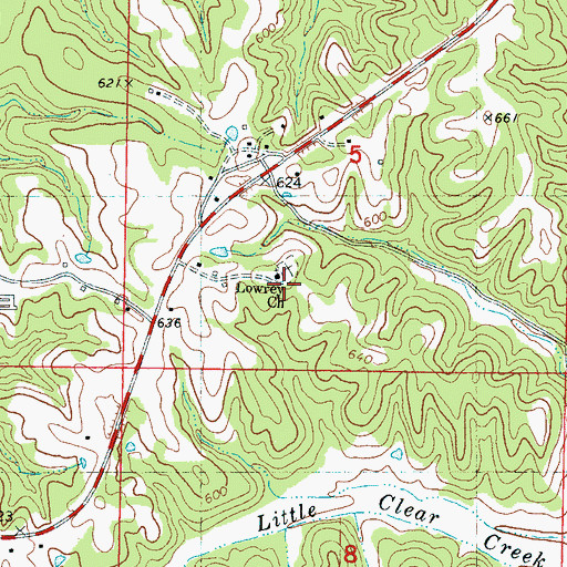 Topographic Map of Lowrey Church, MS