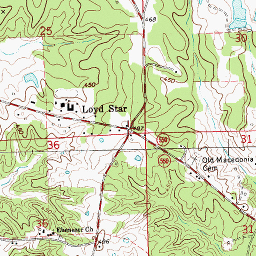 Topographic Map of Loyd Star, MS