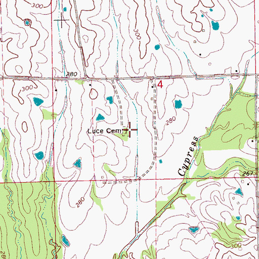 Topographic Map of Luce Cemetery, MS