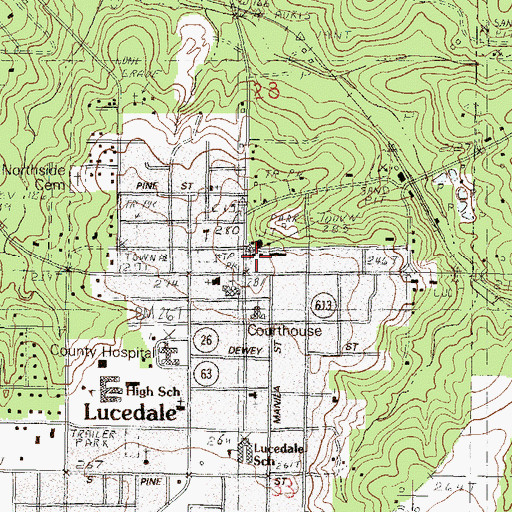 Topographic Map of Lucedale, MS