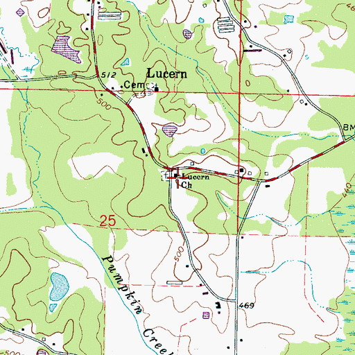 Topographic Map of Lucern Church, MS