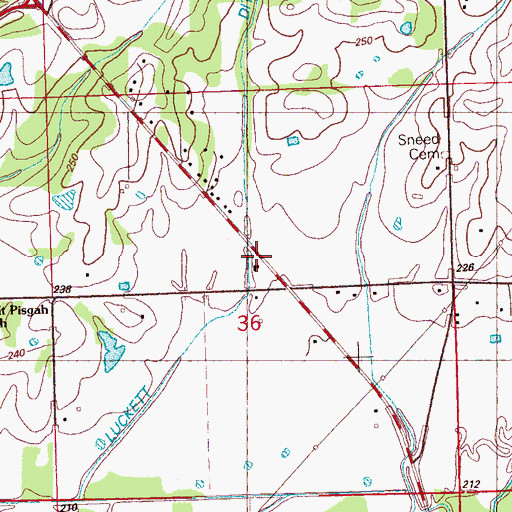 Topographic Map of Luckett Ditch, MS
