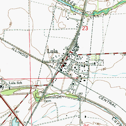 Topographic Map of Lula, MS
