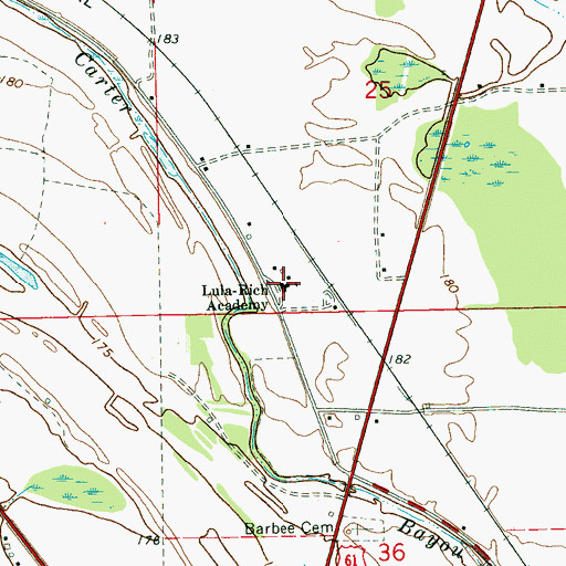 Topographic Map of Lula -Rich Academy, MS