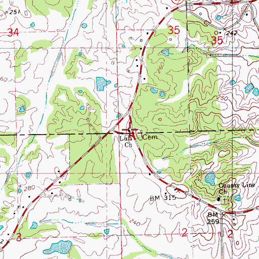 Topographic Map of Lula Church, MS