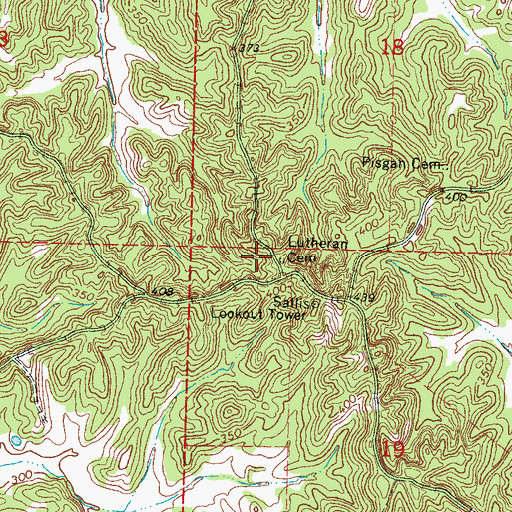Topographic Map of Lutheran Cemetery, MS