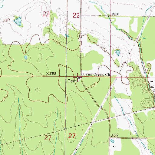 Topographic Map of Lynn Creek Church, MS