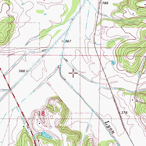 Topographic Map of Lyon Creek, MS