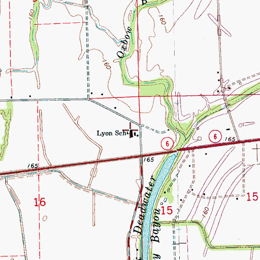 Topographic Map of Lyon School, MS