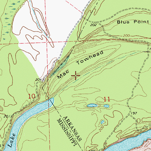 Topographic Map of Mac Towhead, MS