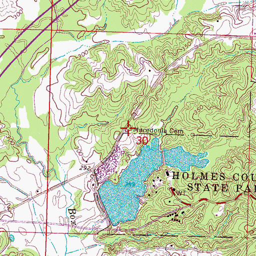 Topographic Map of Macedonia Cemetery, MS