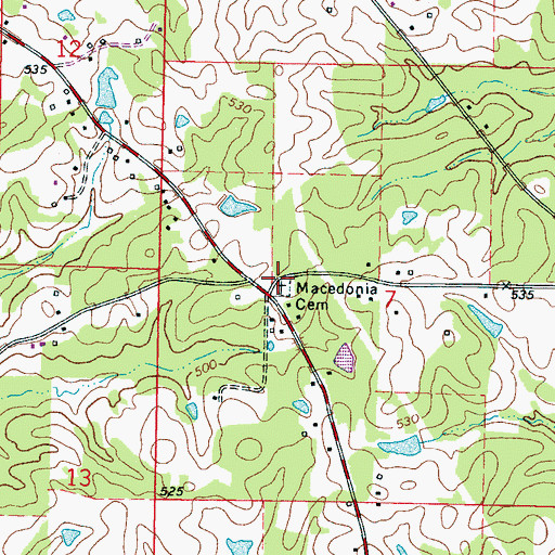 Topographic Map of Macedonia Cemetery, MS