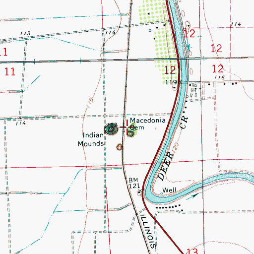 Topographic Map of Macedonia Cemetery, MS