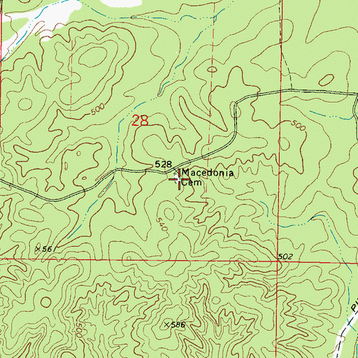Topographic Map of Macedonia Cemetery, MS