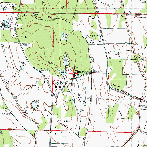 Topographic Map of Macedonia Cemetery, MS