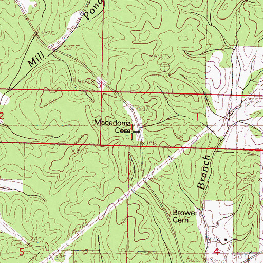 Topographic Map of Macedonia Cemetery, MS