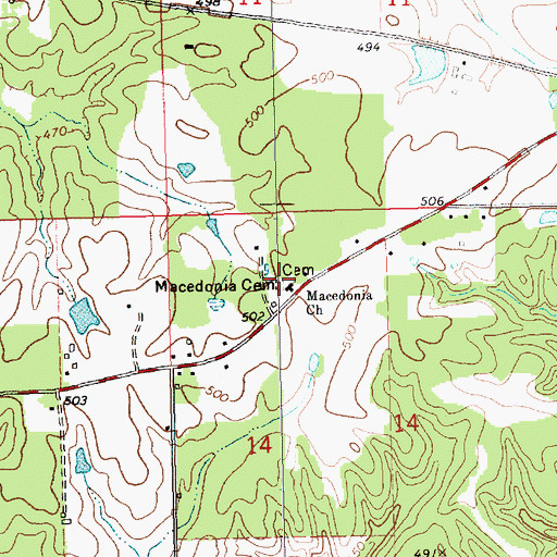 Topographic Map of Macedonia Cemetery, MS
