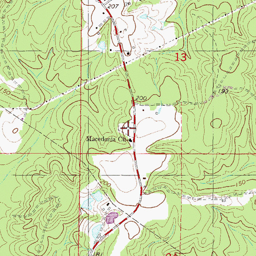 Topographic Map of Macedonia Missionary Baptist Church, MS